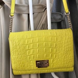 Kate Spade Neon Yellow Crocodile Leather Bag